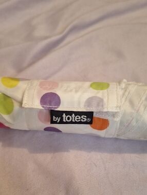 totes White Umbrella with Multicolor Polka Dots New With Tags